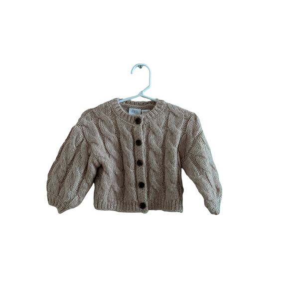 Zara Pink Cable Knit Jacket Sz 6/9m Super Soft Cozy Sweater - Picture 1 of 6